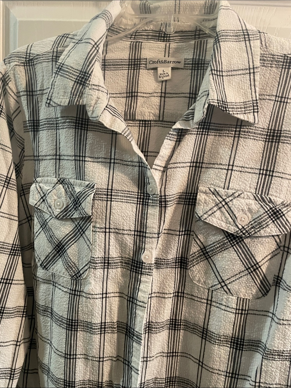 croft & barrow Black and White Plaid Button Front Shirt